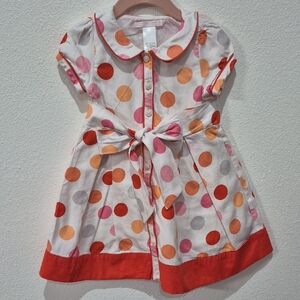 JANIE AND JACK  Polka Dot Dress with Pink  Orange Accents